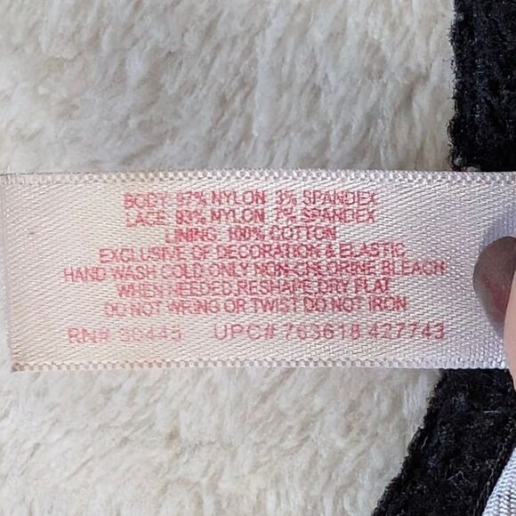 Lace Satin Bow G-String Thong Panties Women's Large Pink Black Sparkly Y2K - Picture 6 of 8